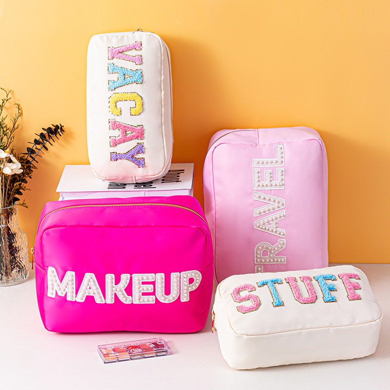 Lettered Make-up Portable Large Capacity Storage Nylon Breathable Makeup Bag