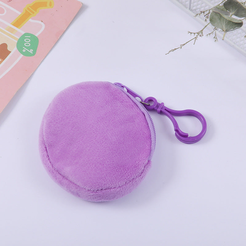 Plush Zipper Round Mini Cute Storage Coin Purses