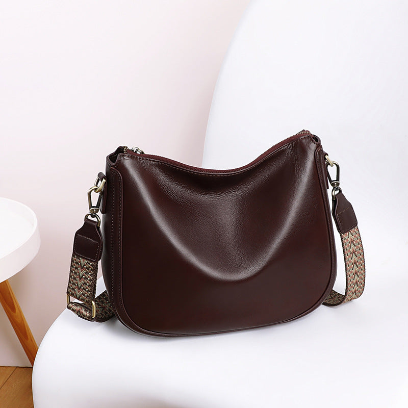 Women's Saddle Genuine Leather Versatile Large Capacity Women's Messenger Bag