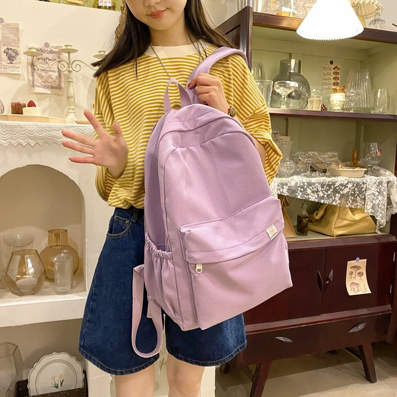 Sweet Soft Solid Color Large Capacity Backpacks
