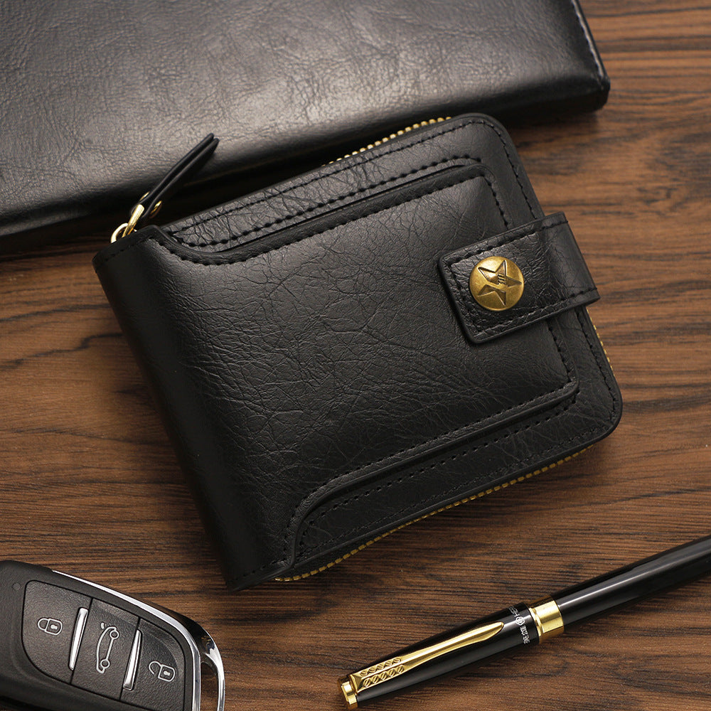 Men's High-grade Retro Zipper Change Storage Hot Men's Wallets