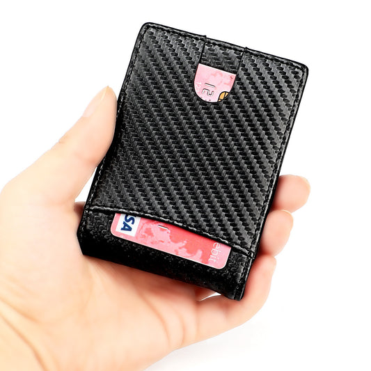 Men's American Gold Clip Carbon Fiber Pattern Card Holder