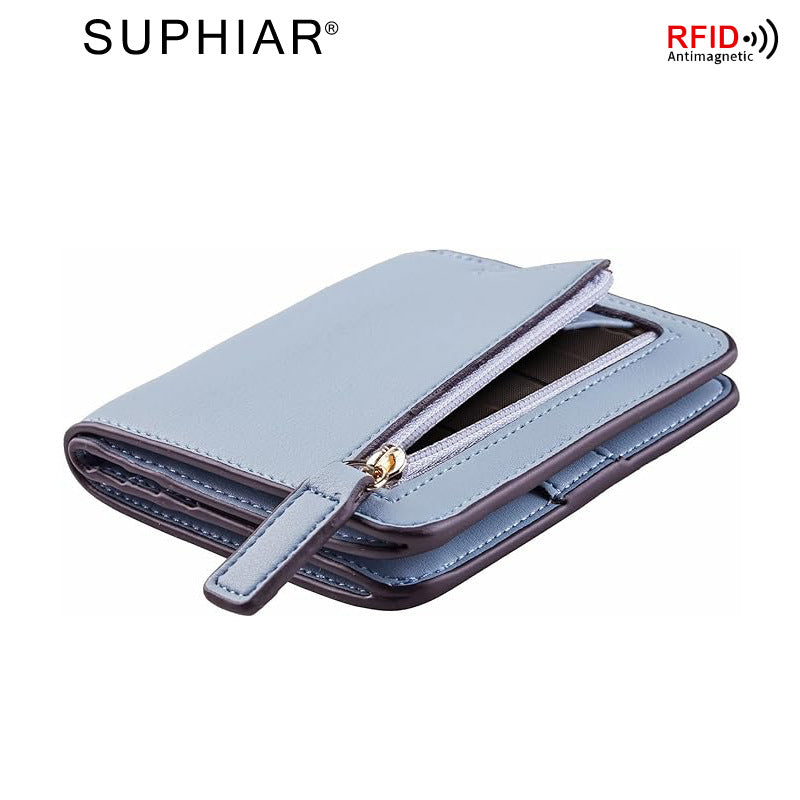 New Women's Simple Zipper Two-fold Short Coin Purses
