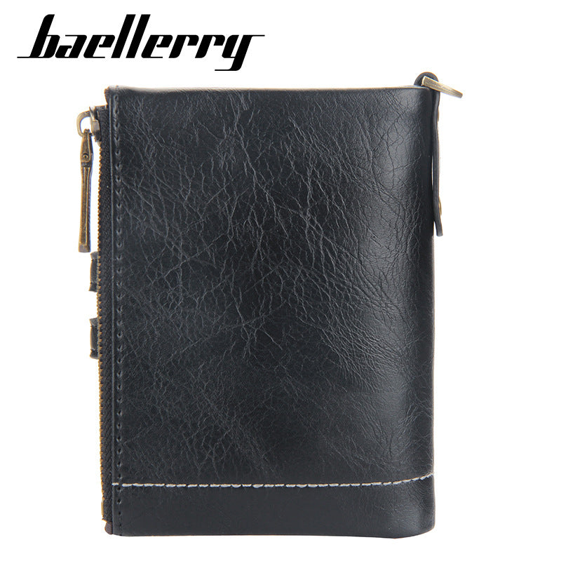 Men's Short Vintage Double Zipper Multiple Slots Men's Wallets