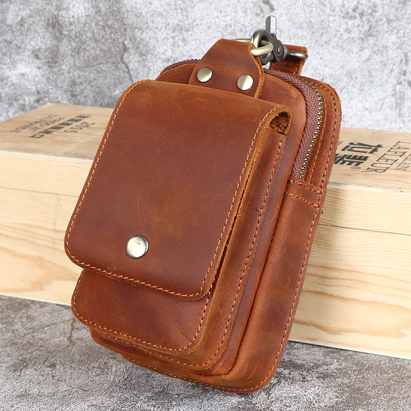 Men's Crazy Horse Leather Genuine Retro Leisure First Layer Men's Waist Packs