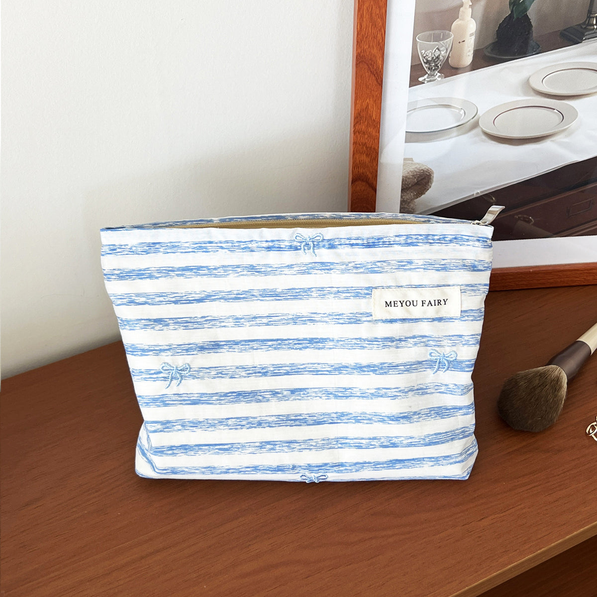 Simple Striped Toiletry Storage Buggy Good-looking Cosmetic Bags