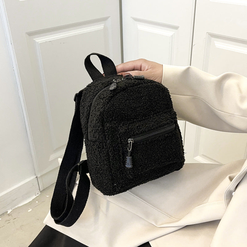 Trendy Mini Lamb Wool Korean Style Backpacks