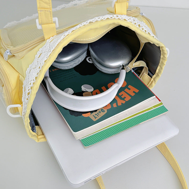 Girly Large Capacity Transparent Millet Bar Board Food Volume Lace Women's Messenger Bag