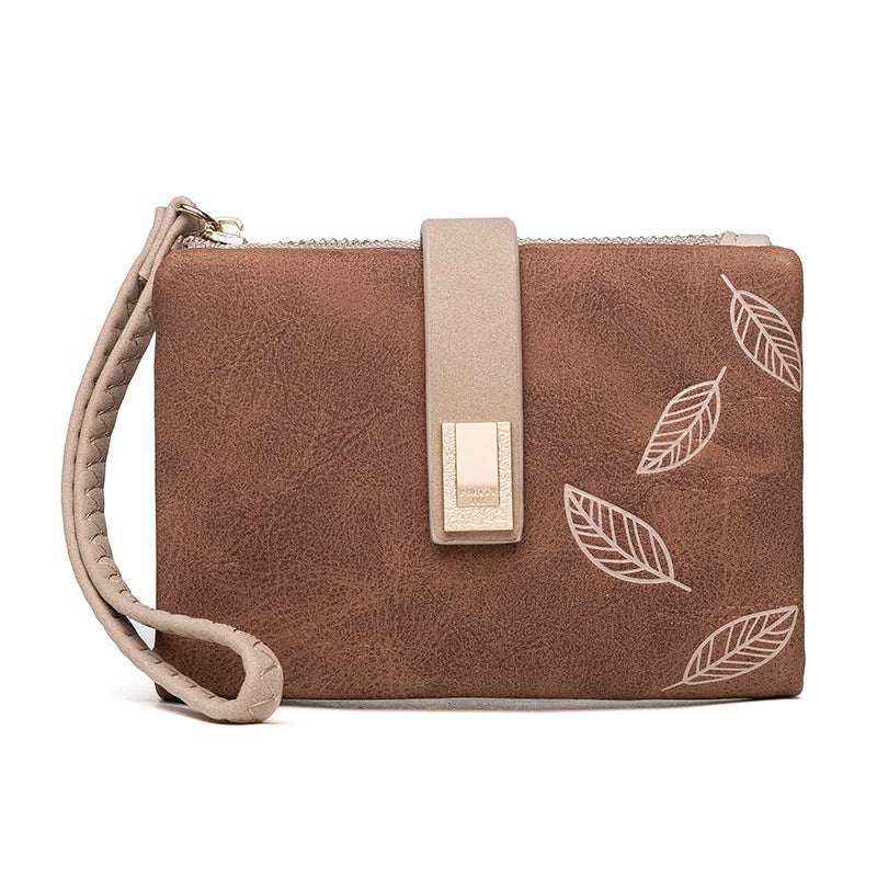 Casual Stylish Women's Retro Frosted Leaf Coin Purses