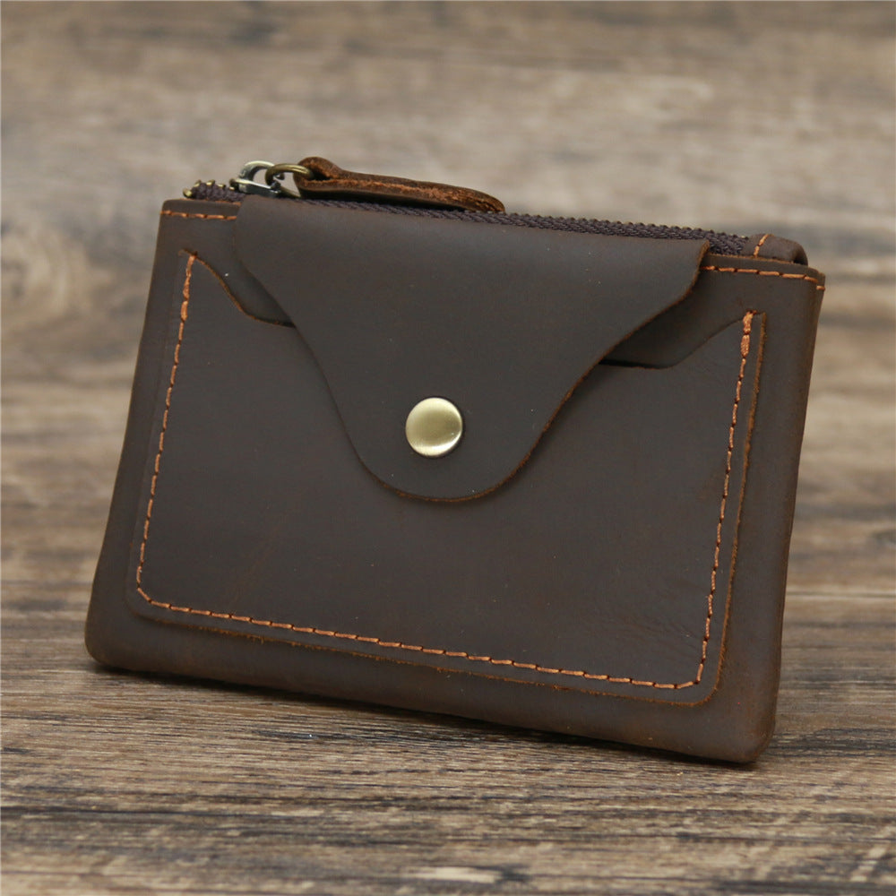 Genuine Leather Cowhide Crazy Horse Brown Card Holder