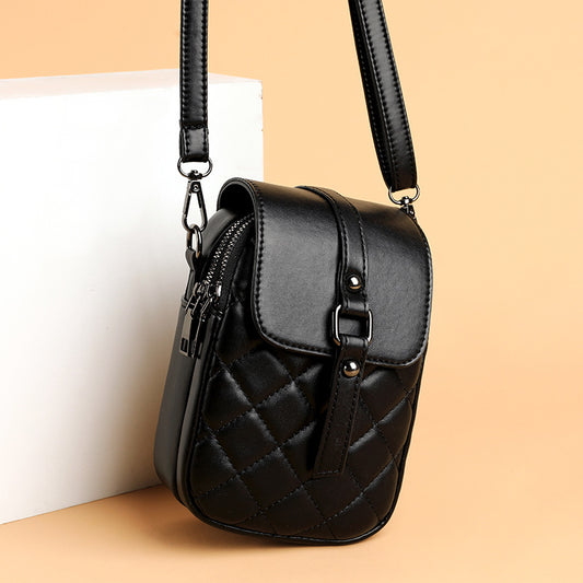 Women's Mobile Spring Fashion Embroidery Thread Rhombus Crossbody Bags