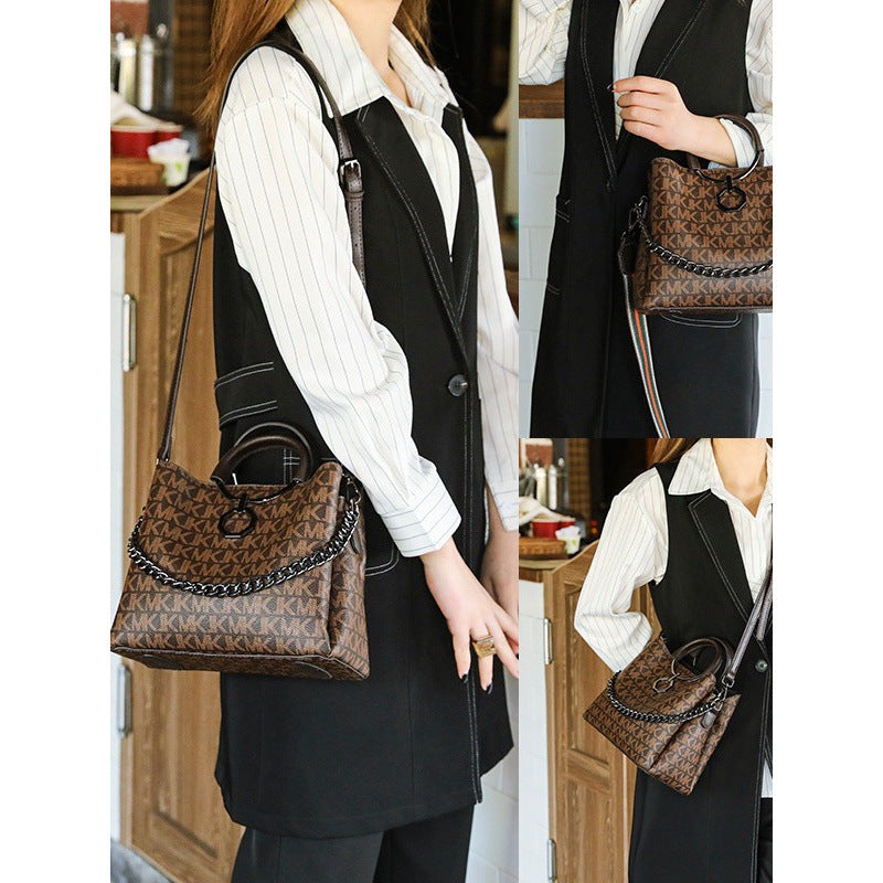Women's Soft Leather Wrist Portable Broadband Printed Chain Women's Messenger Bag