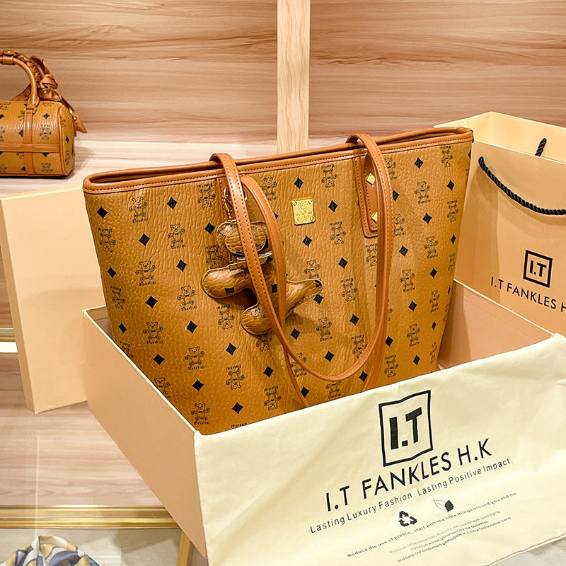 Bear Printed Large Capacity Totes High-grade Light Handbags