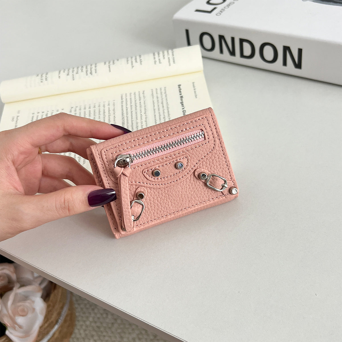 Women's Genuine Leather Short Full Compact Mini Fashion Motorcycle Ladies Wallet