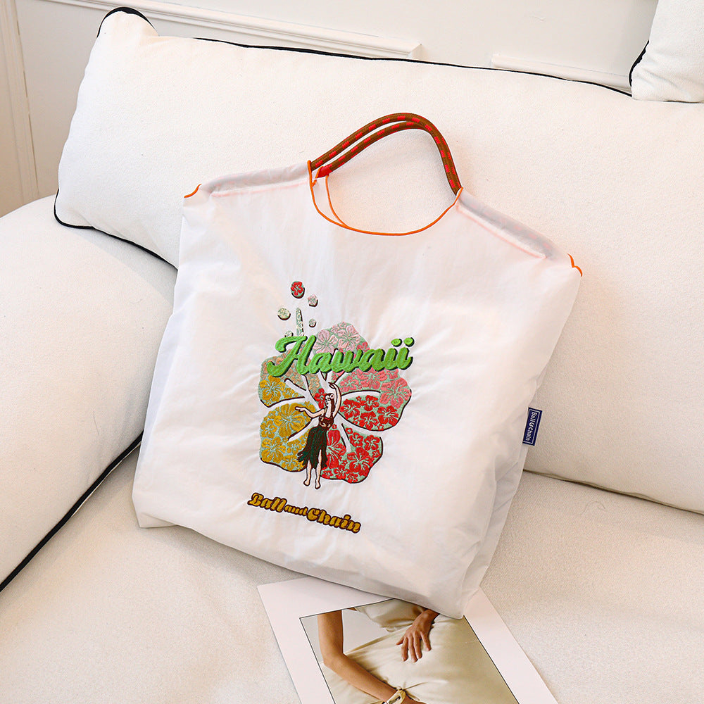 Nylon Embroidered Fashion Niche Large Capacity Women's Shoulder Bag
