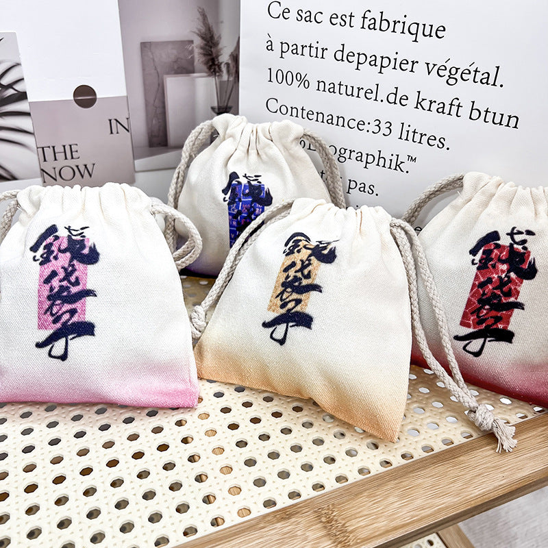 Artistic Canvas Drawstring Buggy Wedding Gifts Bags
