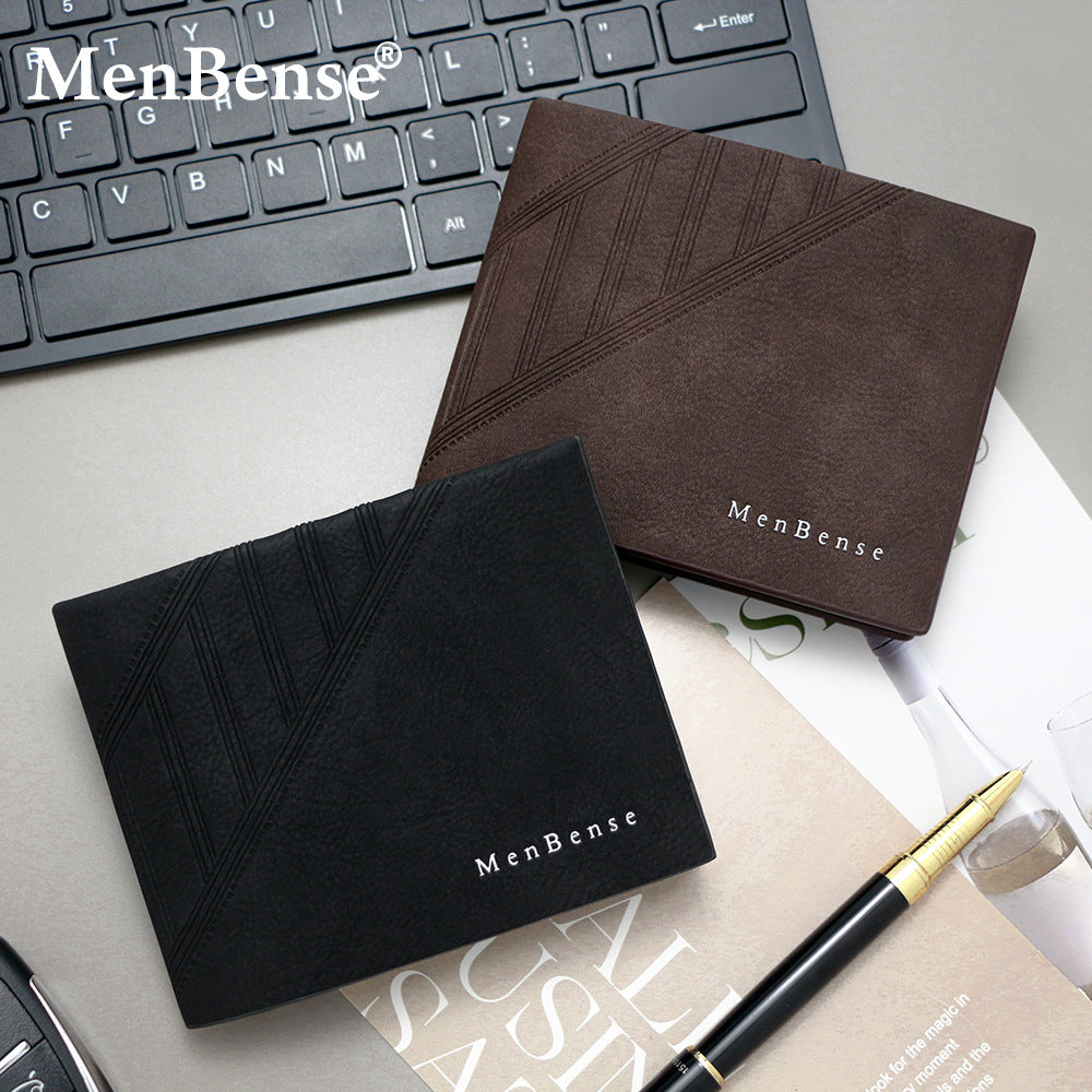 Men's Fashion Embossed Short Dark Line Hinge Men's Wallet