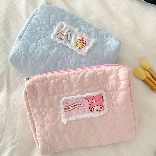 Storage Portable Large Capacity Quilted Patch Cosmetic Bags