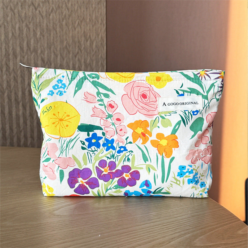 Fresh Floral Print Clutch Portable Sundries Storage Bags