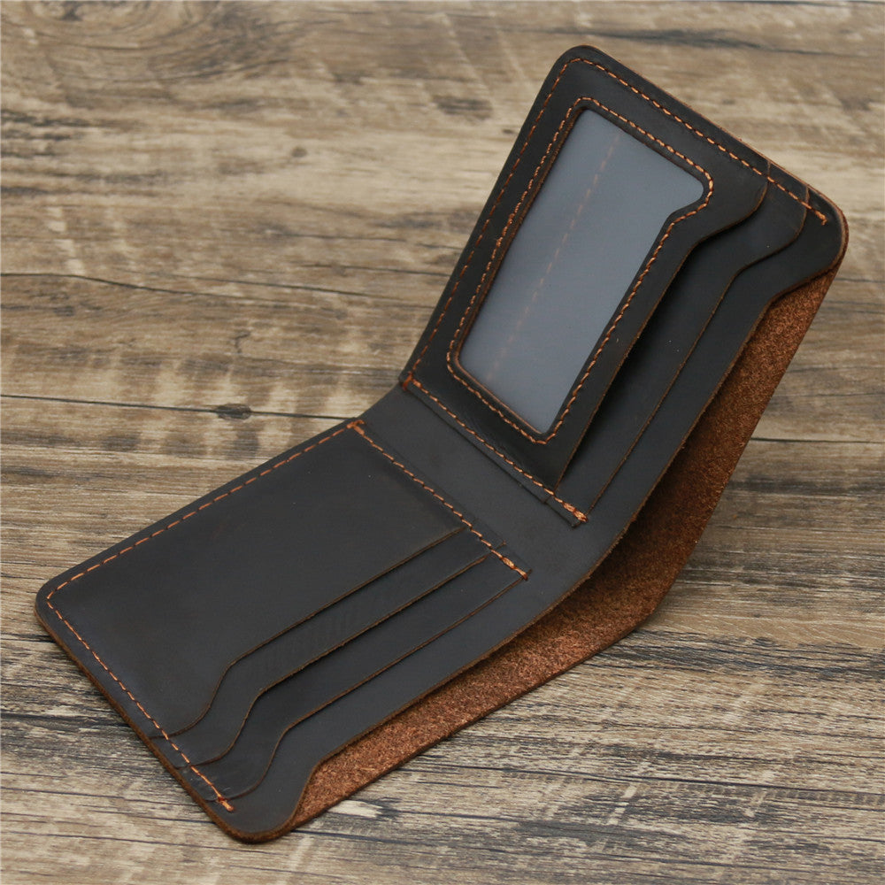 Men's Crazy Horse Leather Genuine Simple Retro Card Holder