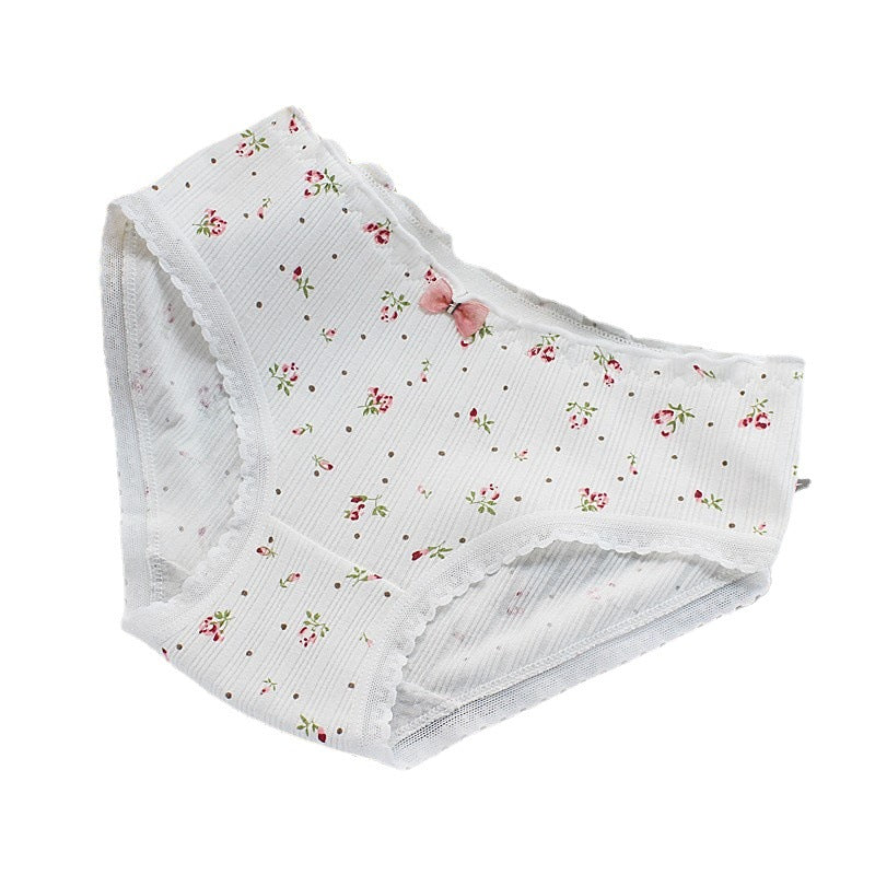 Women's Cute Lace Edge Small Floral Mid Panties