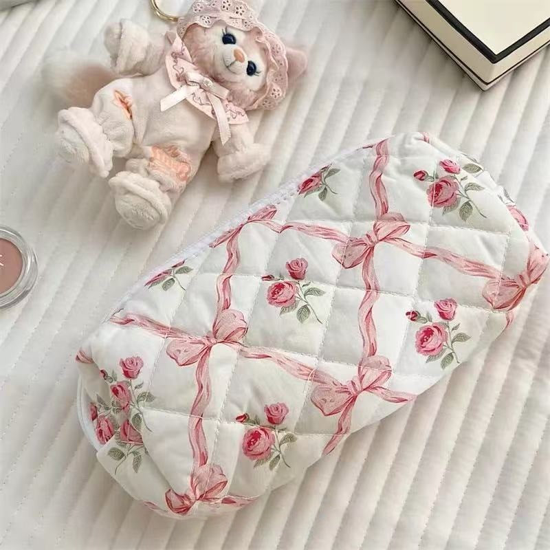 Wind Large Capacity Fabric Bow Printing Buggy Minority Simple Stationery Bags