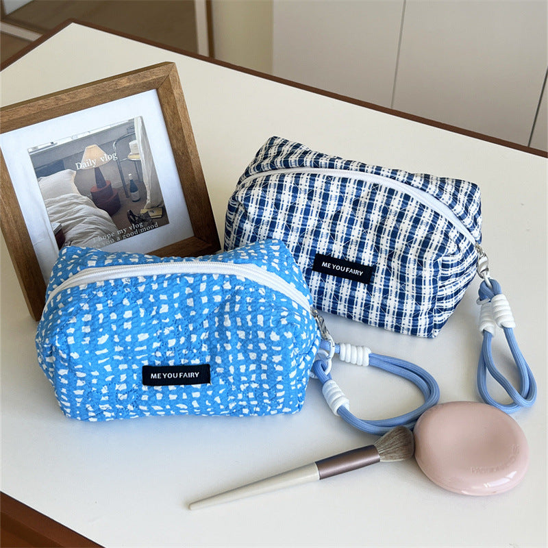Blue Style Pattern Portable Buggy Large Makeup Bag