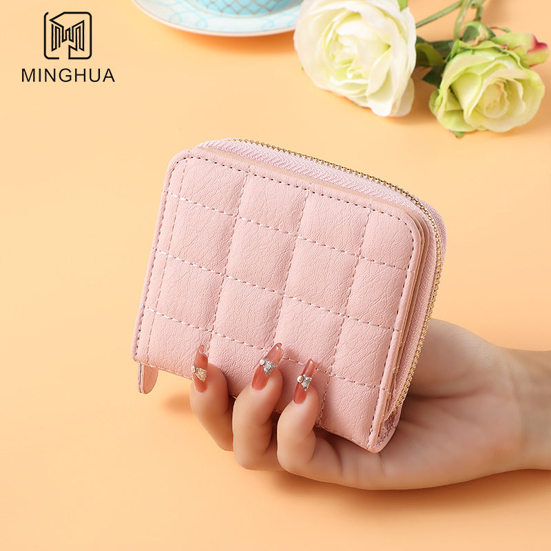 Women's Solid Color Summer Zipper Short Card Holder
