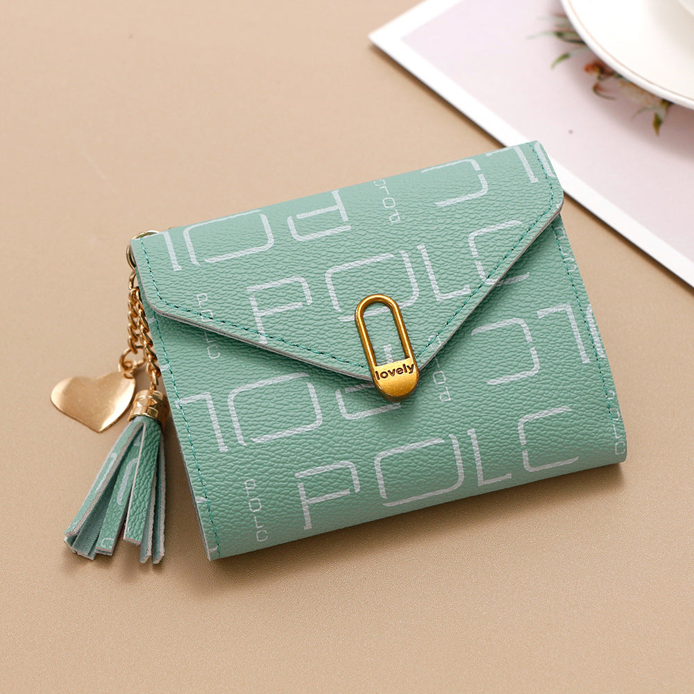 Women's Korean Style Short Tassel Printed Letter Ladies Wallet