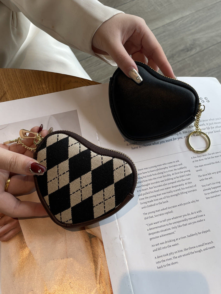 Fashion Canvas Mini Female With Hearts Coin Purses