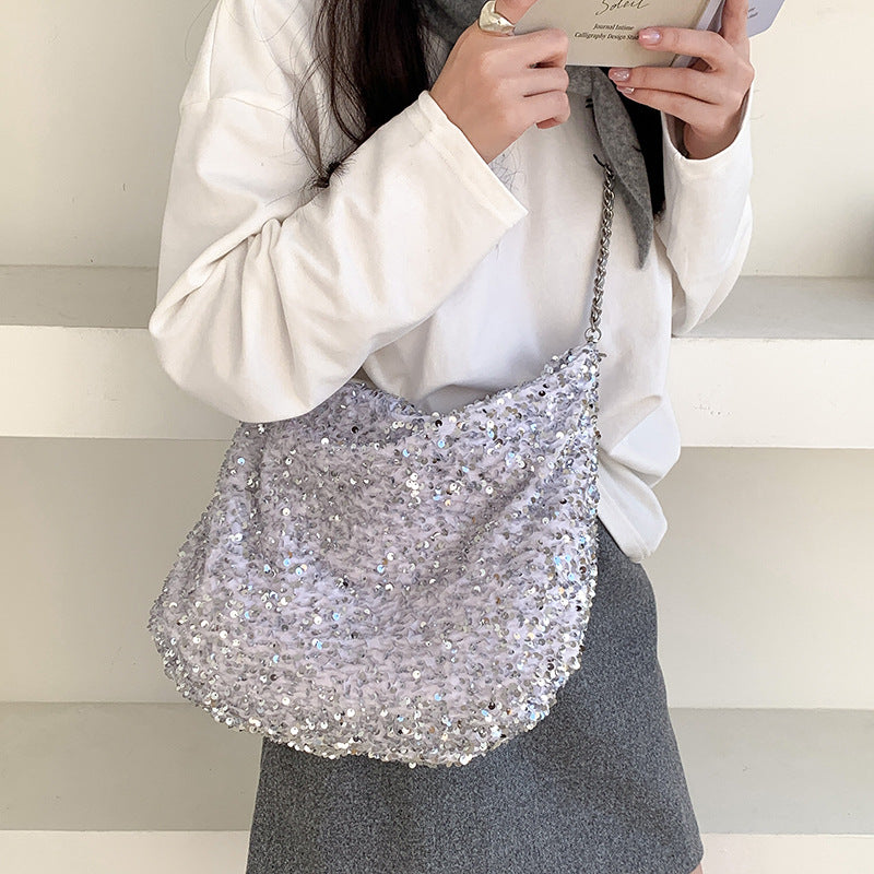 Women's Sequined Minority Personality Chain Large Capacity Women's Messenger Bag