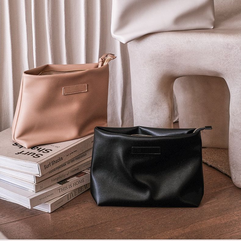 Women's Cream Sense Portable Large Capacity Makeup Brush Cosmetic Bags