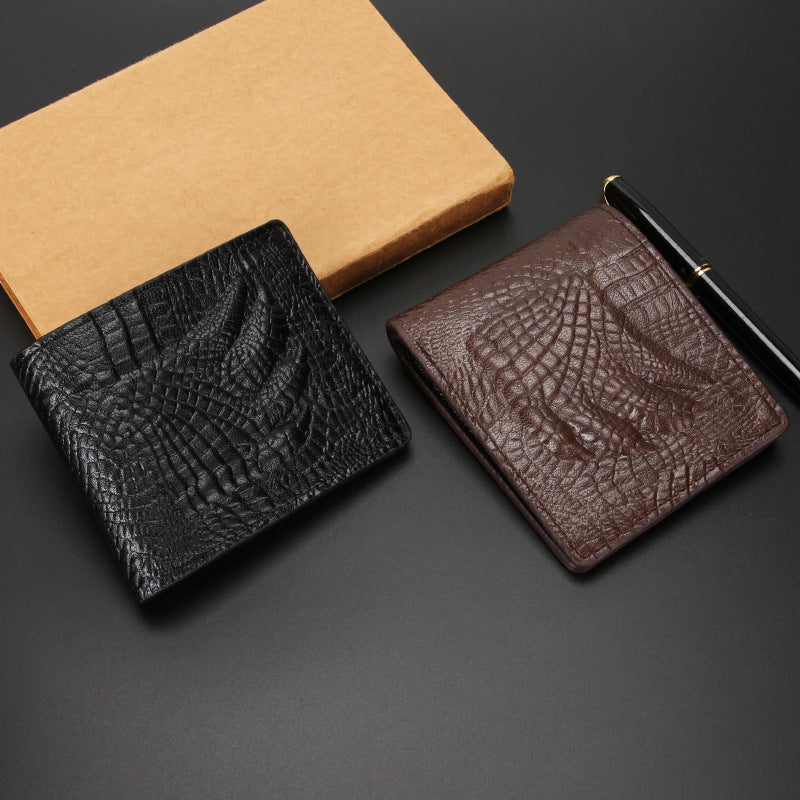 Men's Vintage Oil Wax Leather Crocodile Three-dimensional Men's Wallet