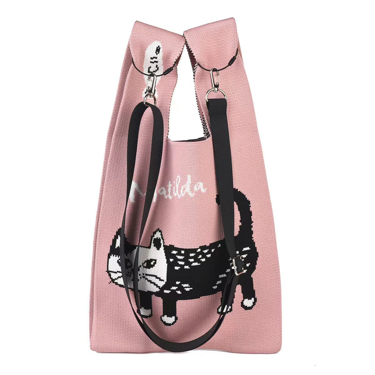 Versatile Cartoon Cat Hand Vest Knitted Handbags