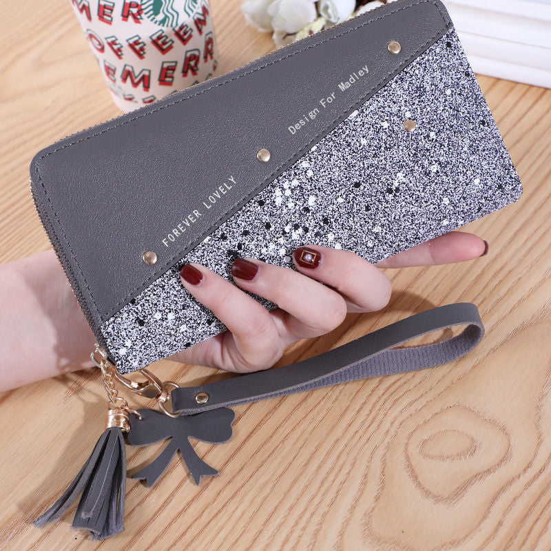 Women's Korean Stitching Contrast Color Tassel Wild Bags