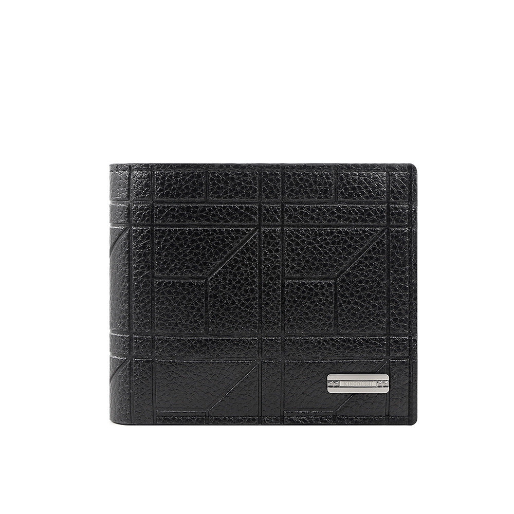 Men's Fashion Green Plaid Horizontal Soft Leather Large Capacity Men's Wallet