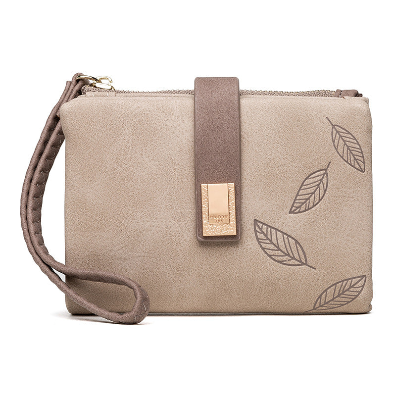Casual Stylish Women's Retro Frosted Leaf Coin Purses
