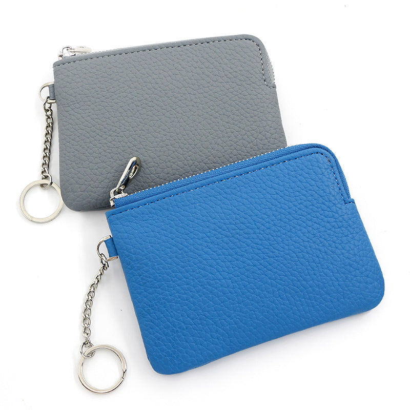Litchi Pattern Zipper Dark Cell Multifunctional Card Holder