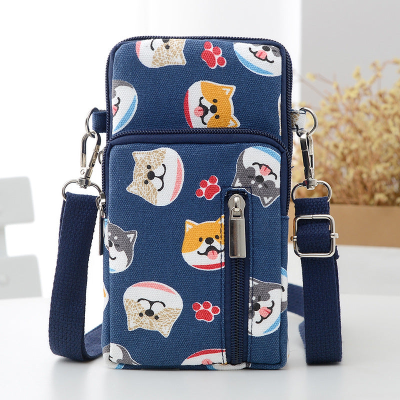 Women's Style Mobile Canvas Large Screen Vertical Phone Bags