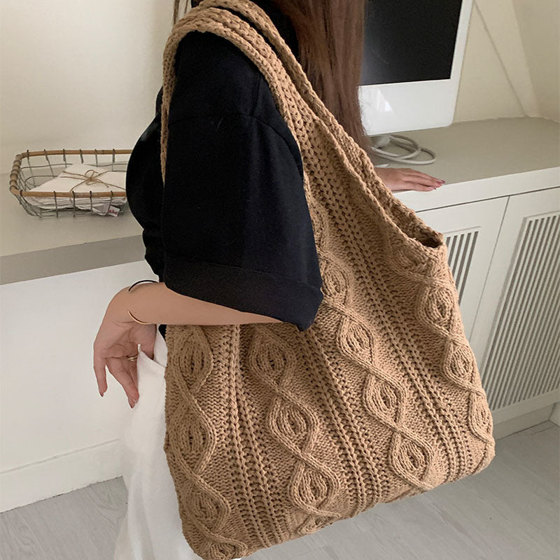 Women's Retro Knitted Handmade Wool Woven Shopping Women's Shoulder Bag