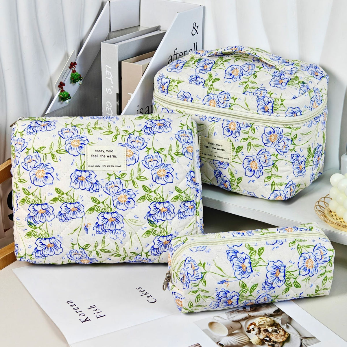 Large Capacity Portable Polyester Cotton Thickened Makeup Bag