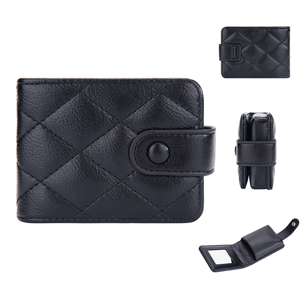 Women's Fashion Rhombus Quilted Compact With Lens Makeup Bag
