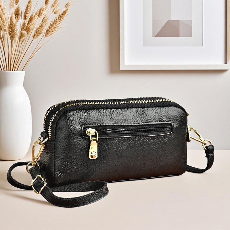 Women's Leather Mobile Hand Carrying Double Compartment Purses