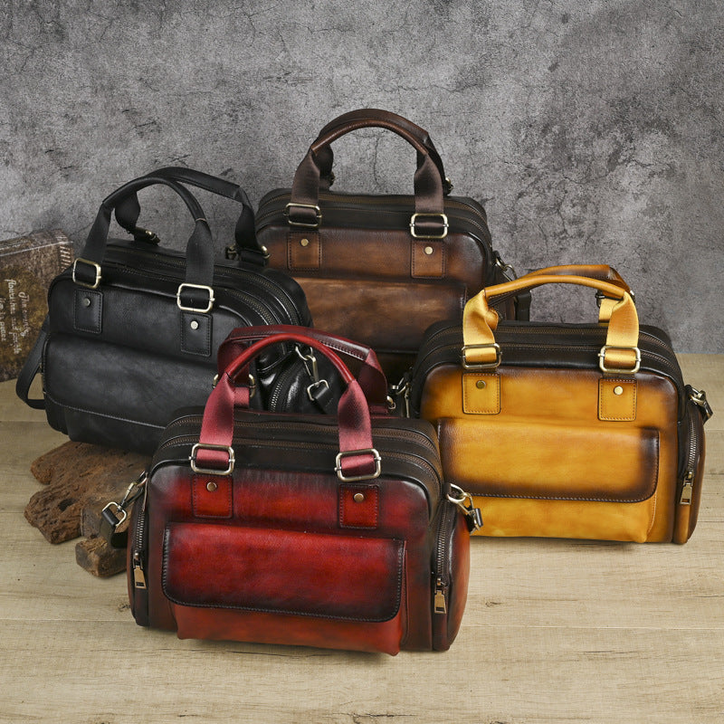 Women's First Layer Cowhide Large Capacity Handmade Women's Messenger Bag