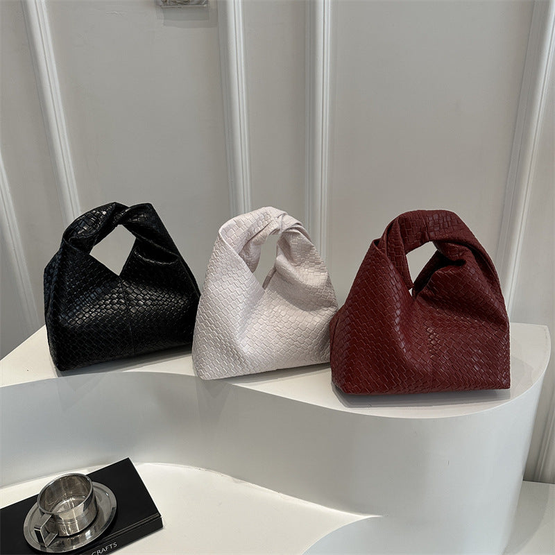 Retro Large Capacity Spring Simple Pure Color Trendy Woven Bags