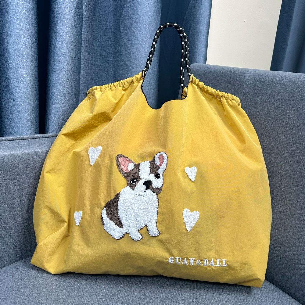 Style Cute Dog Towel Embroidery Embroidered Large Women's Shoulder Bag
