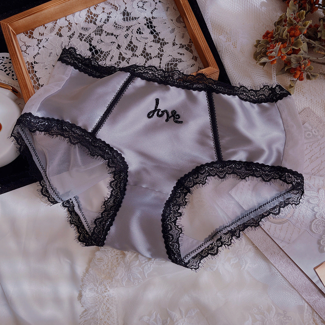 Women's Sexy Artificial Silk Fabric Lightweight Breathable Mid Waist Panties