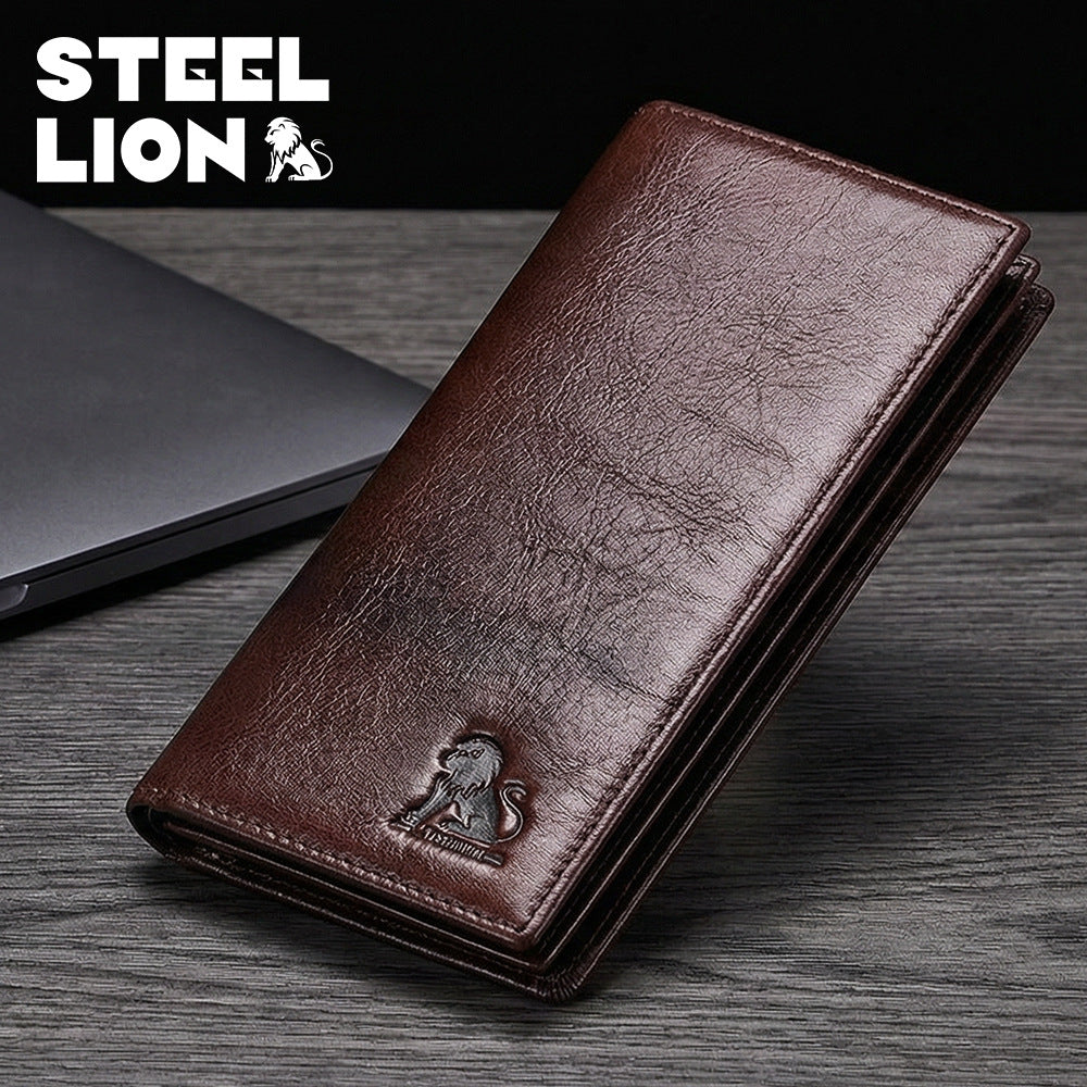 Genuine Leather Retro Vertical Soft Cowhide Neutral Large Card Holder