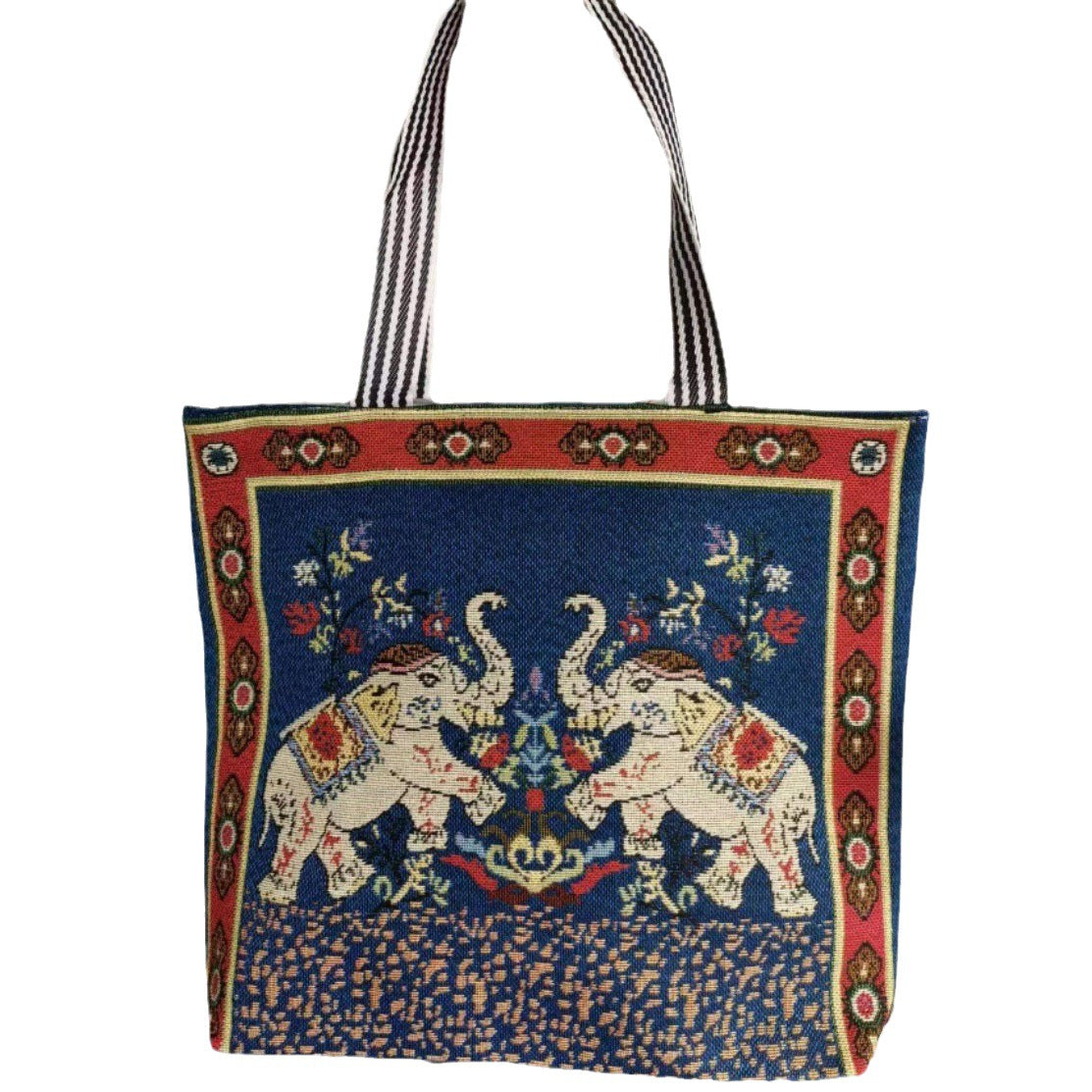 Women's Ethnic Style Canvas Large Jacquard Embroidered Elephant Versatile Shoulder Bags