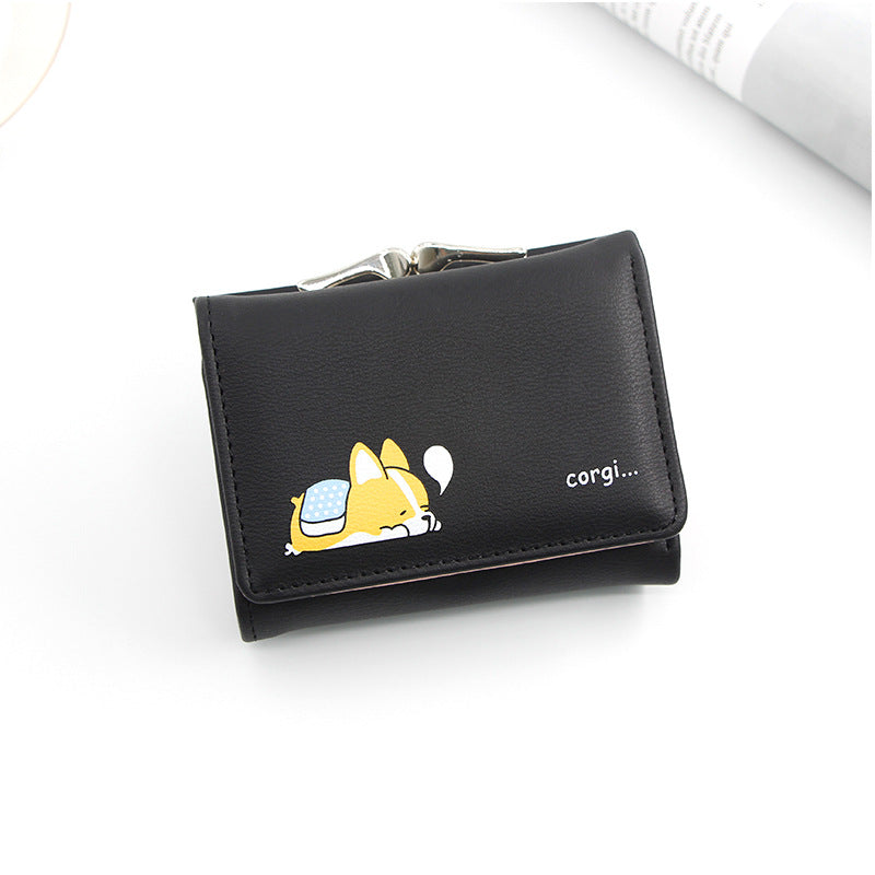 Women's Iron Clamp Short Cute Cartoon Ladies Wallet